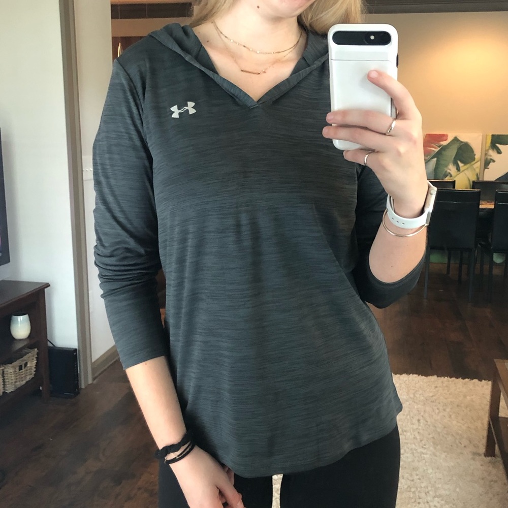 Under Armour Grey Hooded Workout Top